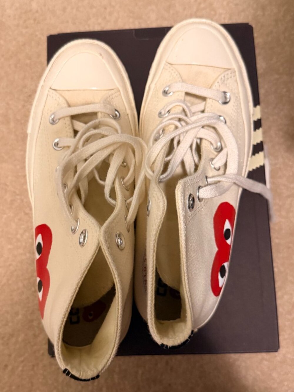 CDG PLAY x Converse Chuck Taylor Large Emblem High Top Sneakers Sz 7.5
